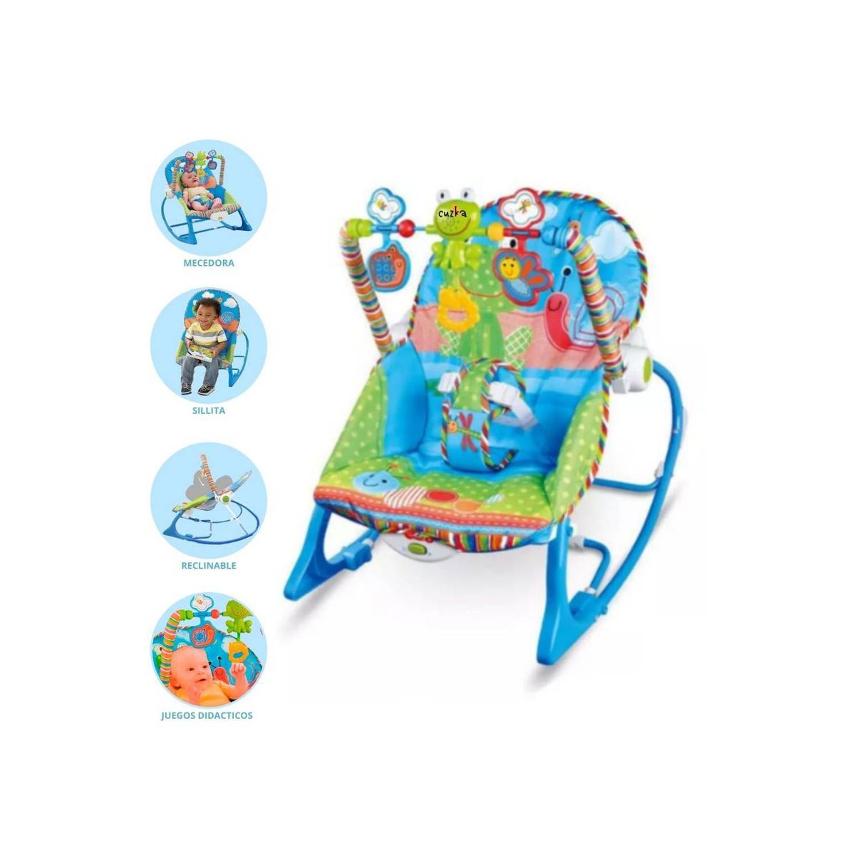 GENERICO - Silla MECEDORA MUSICAL CON VIBRADOR BAUNCER «RANITA»