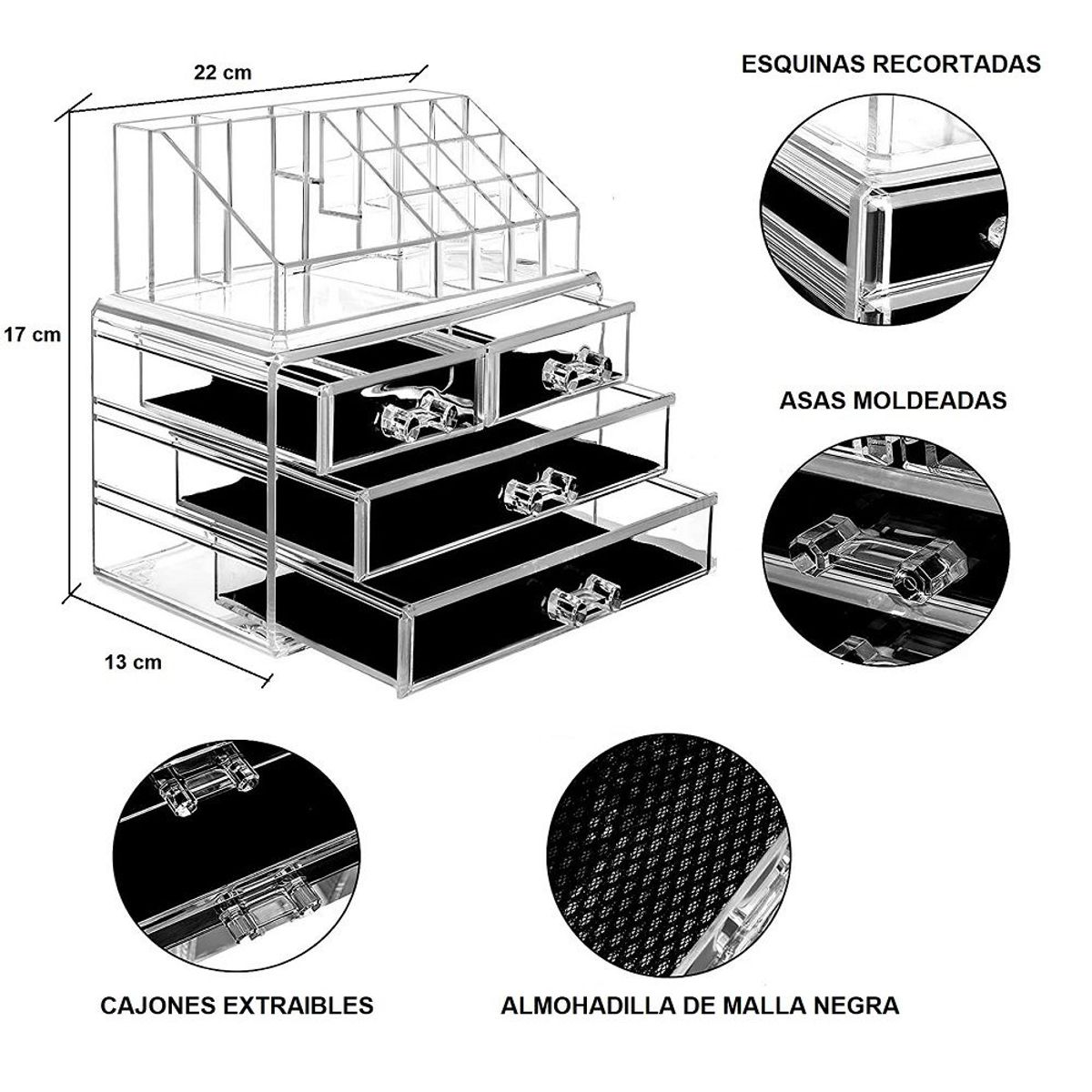 GENERICO - Organizador de Maquillaje Acrílico Porta Cosmético
