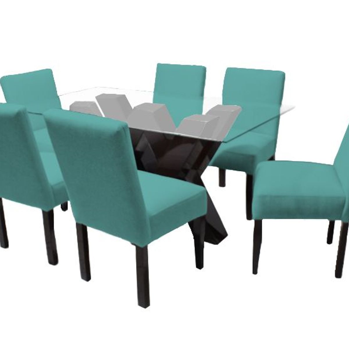 BARAKA HOME - Juego de Comedor Fortalieza con 6 Sillas Mesa de Vidrio - Jade