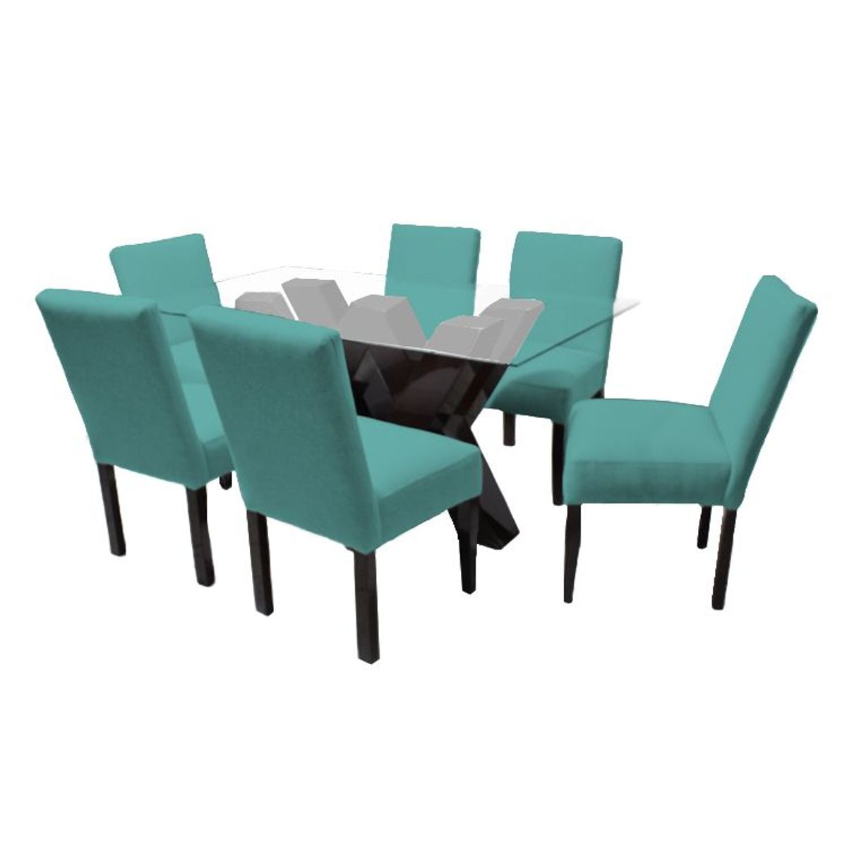 BARAKA HOME - Juego de Comedor Fortalieza con 6 Sillas Mesa de Vidrio - Jade