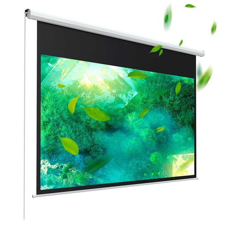 OWLENZ - Pantalla Retráctil para proyector Ecran Manual 120 Pulgadas Blanco