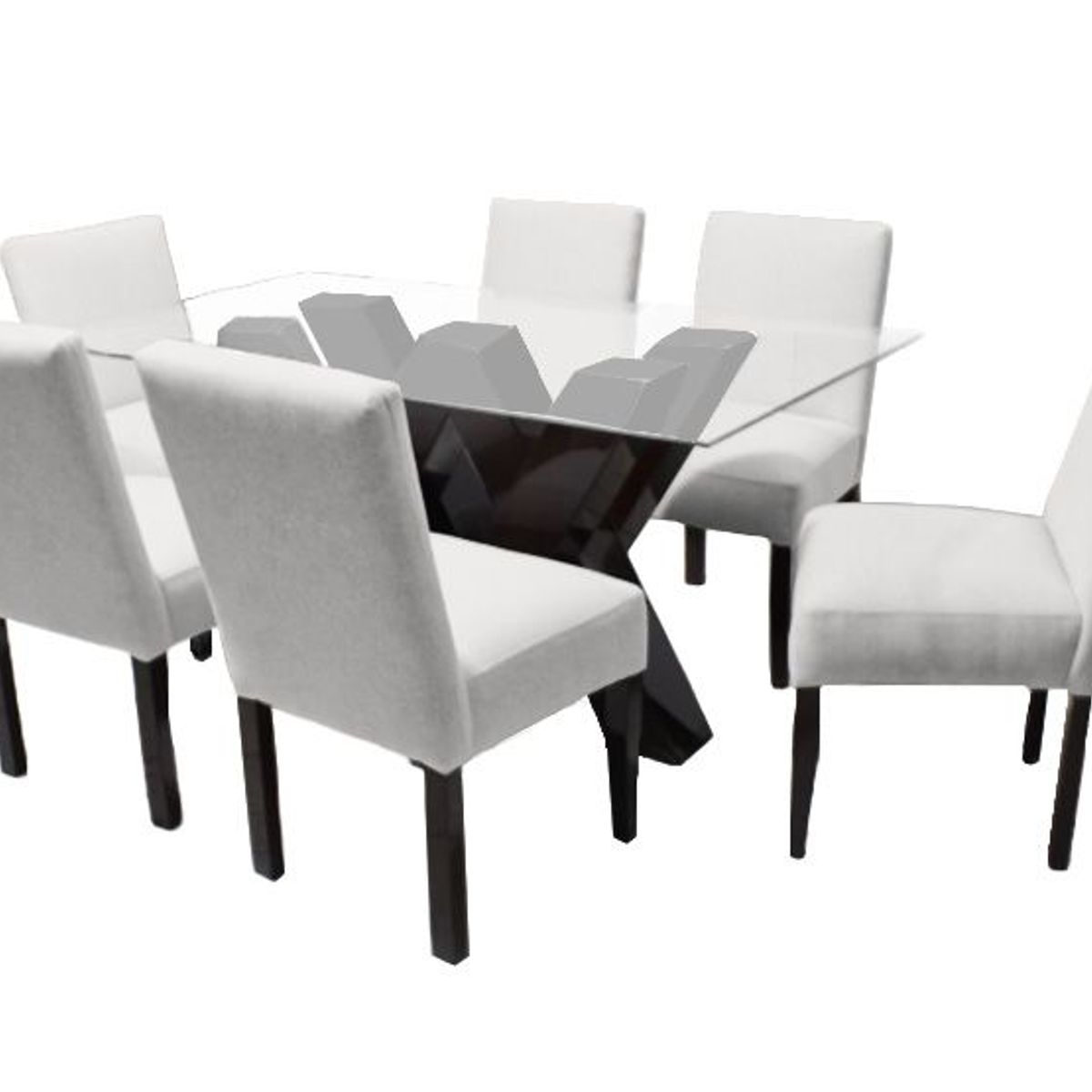 BARAKA HOME - Juego de Comedor Fortalieza con 6 Sillas Mesa de Vidrio - Ivory