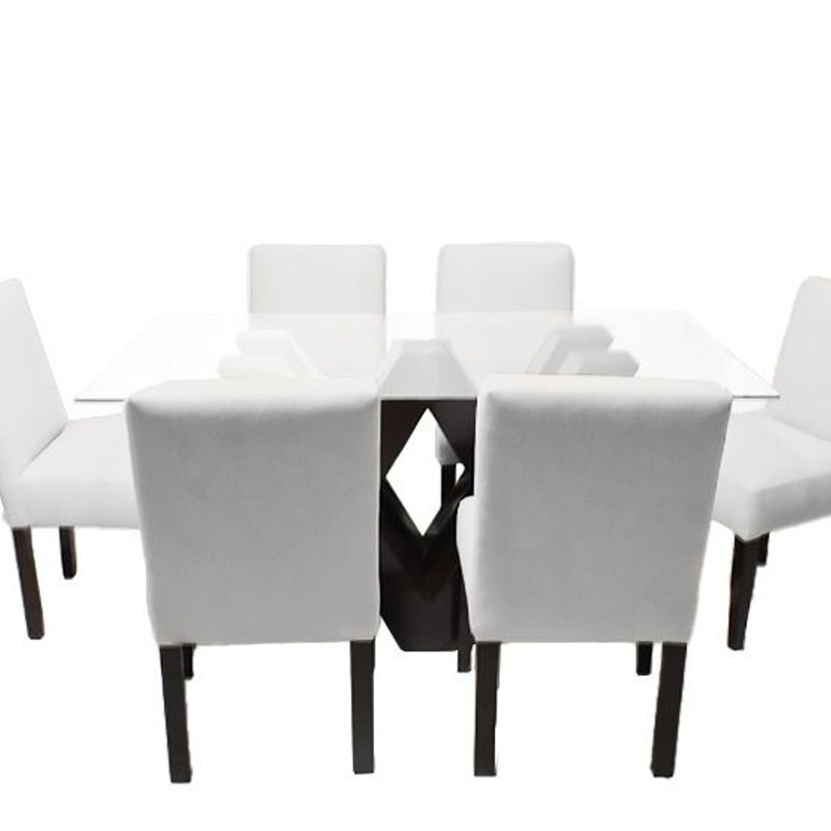 BARAKA HOME - Juego de Comedor Fortalieza con 6 Sillas Mesa de Vidrio - Ivory