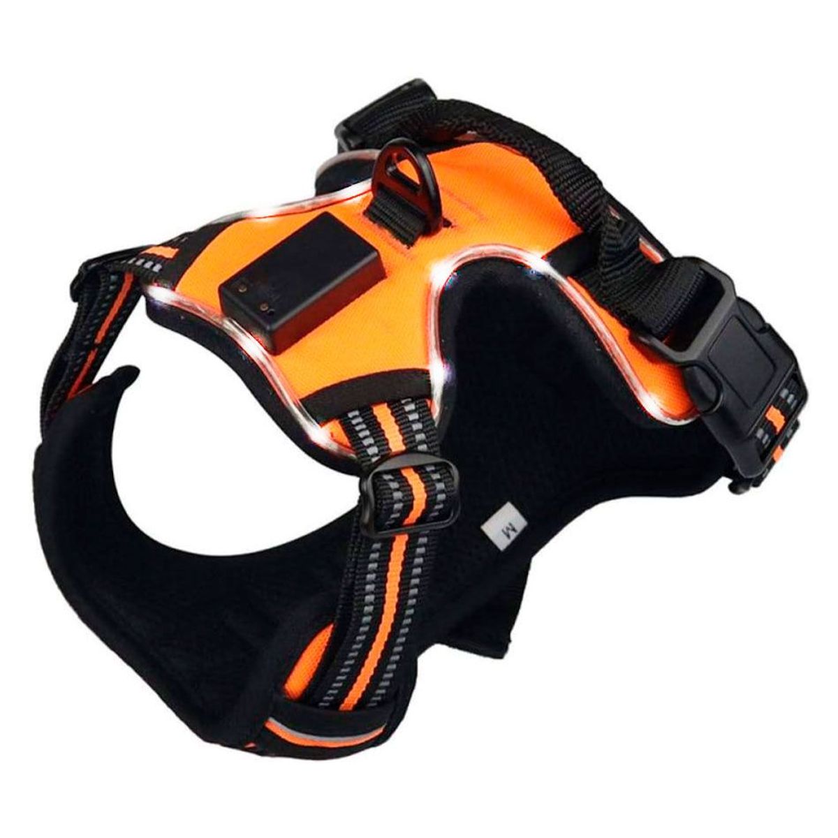 CAT OH - Arnés para perros LED Naranja M