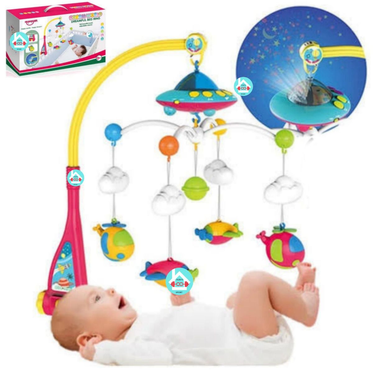 GENERICO - MÓVIL MUSICAL CON PROYECTOR HELICOPTEROS