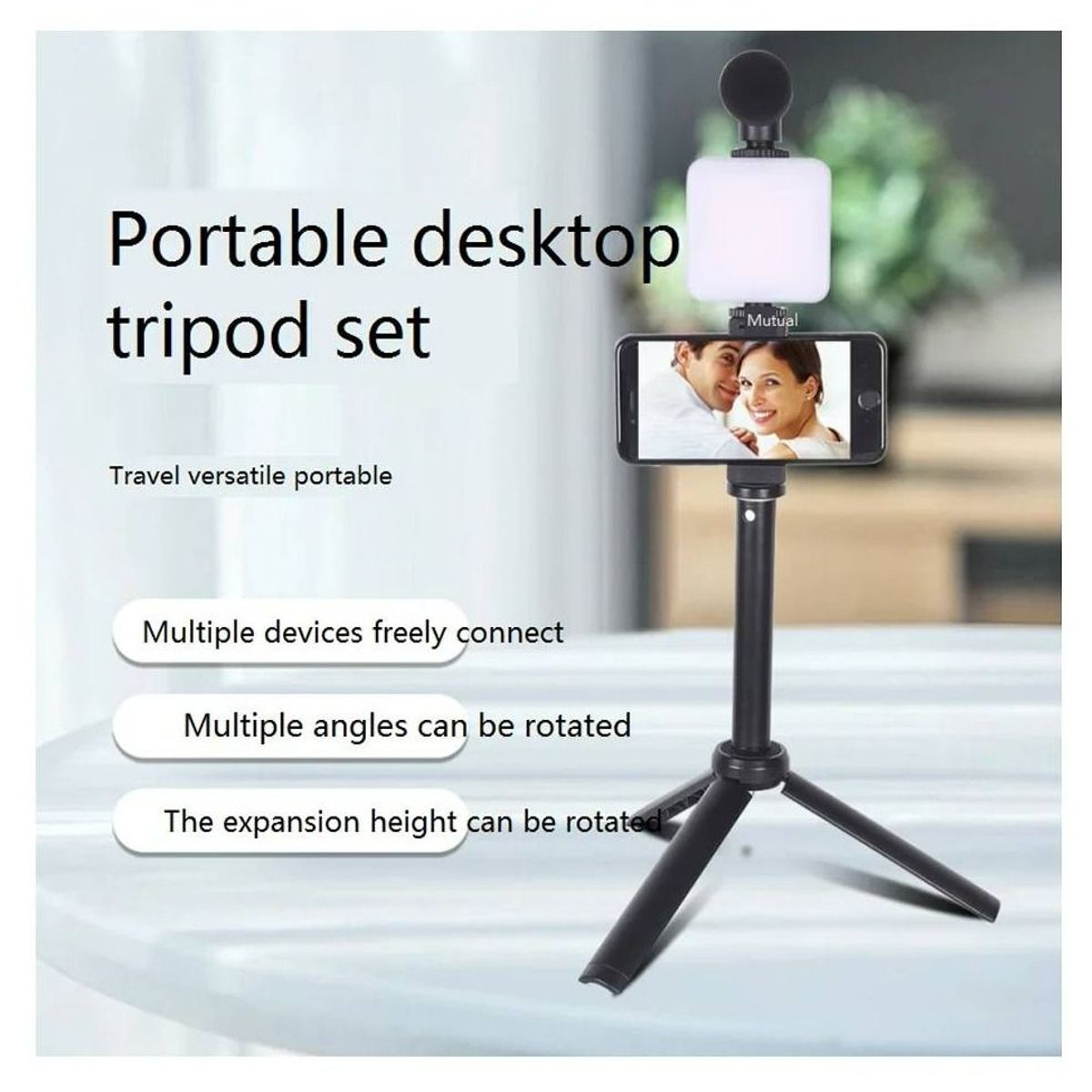 SEISA - Kit Estabilizador de Teléfono Trípode Micrófono Control y Luz