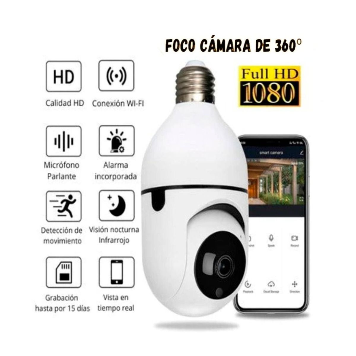 GENERICO - Foco Camara de Seguridad videovigilancia 360°