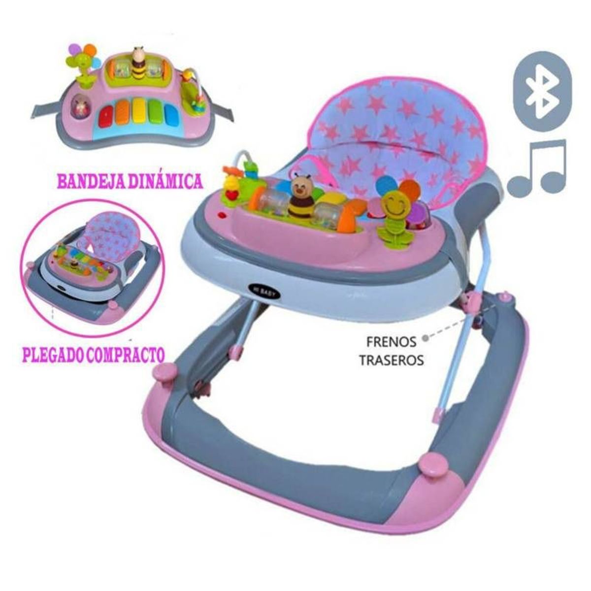 HI BABY - Andador musical con bluetooth Hi Baby Abejita Rosado