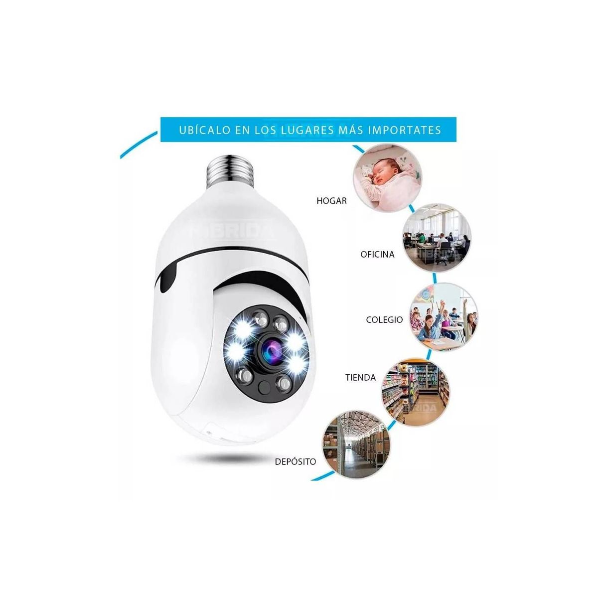 GENERICO - Foco Cámara Espía de Seguridad Inteligente 360°