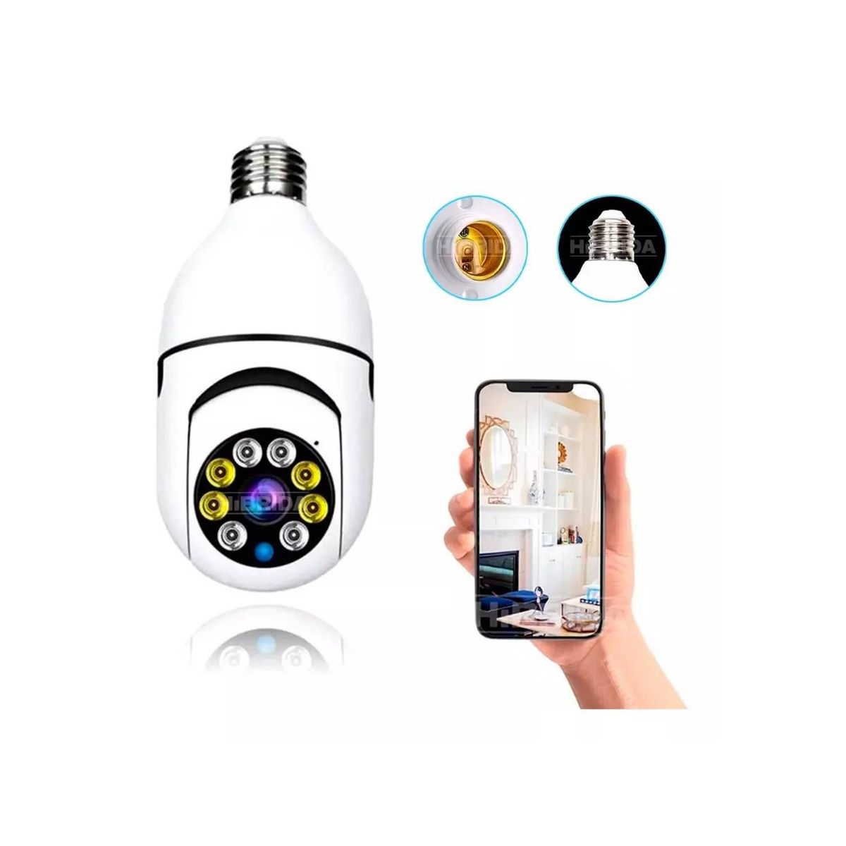 GENERICO - Foco cámara de seguridad 360° con Visión Nocturna