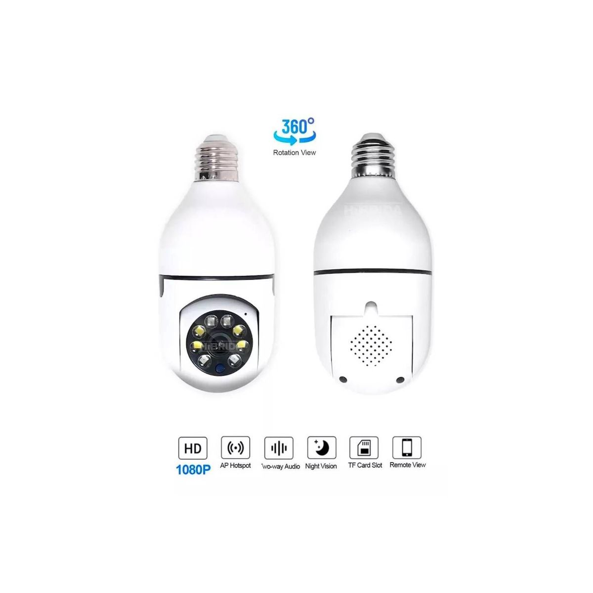 GENERICO - Foco Camara Espía Seguridad Vision Nocturna Facil Instalar Giro 360