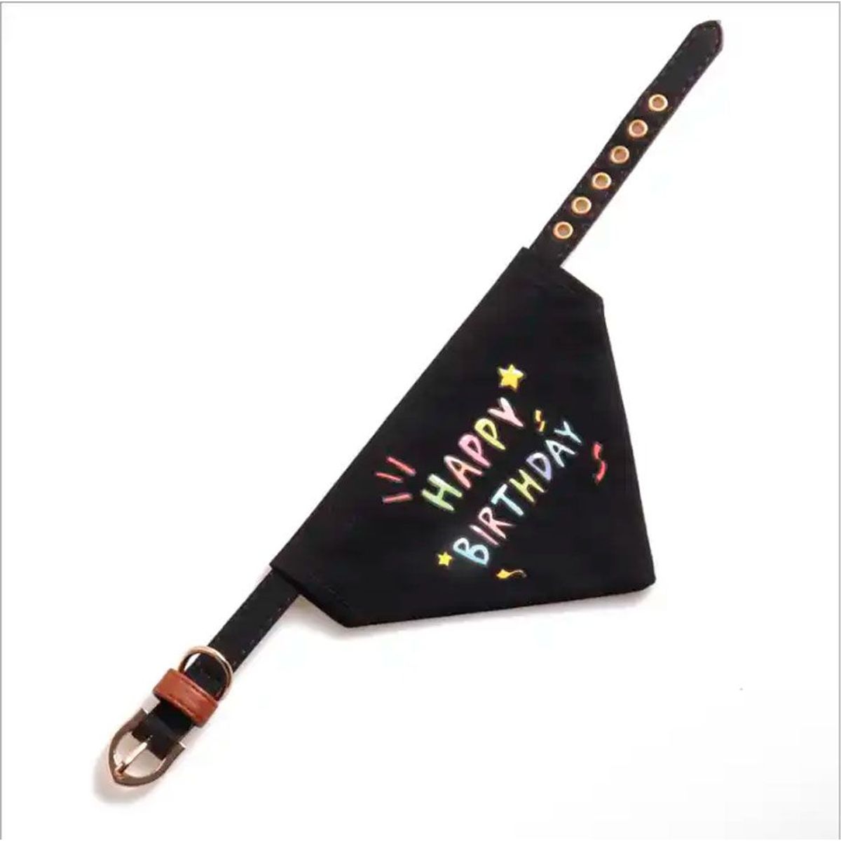 GENERICO - Bandana para Mascotas Happy Birthday Negro 34cm