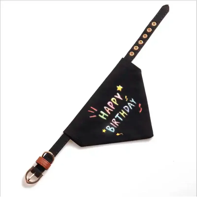 GENERICO - Bandana para Mascotas Happy Birthday Negro 42cm