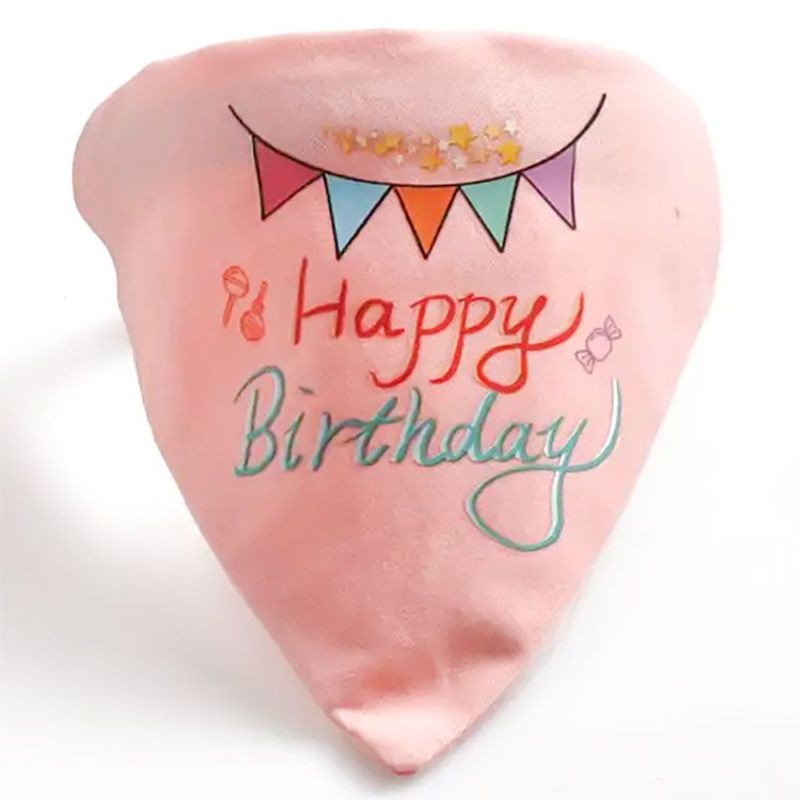 GENERICO - Bandana para Mascotas Happy Birthday Rosado 34cm