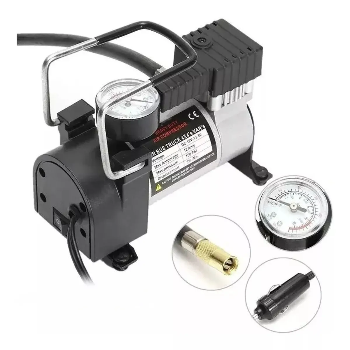 GENERICO - Mini Compresor De Aire Portatil 140 Psi Metalico Auto