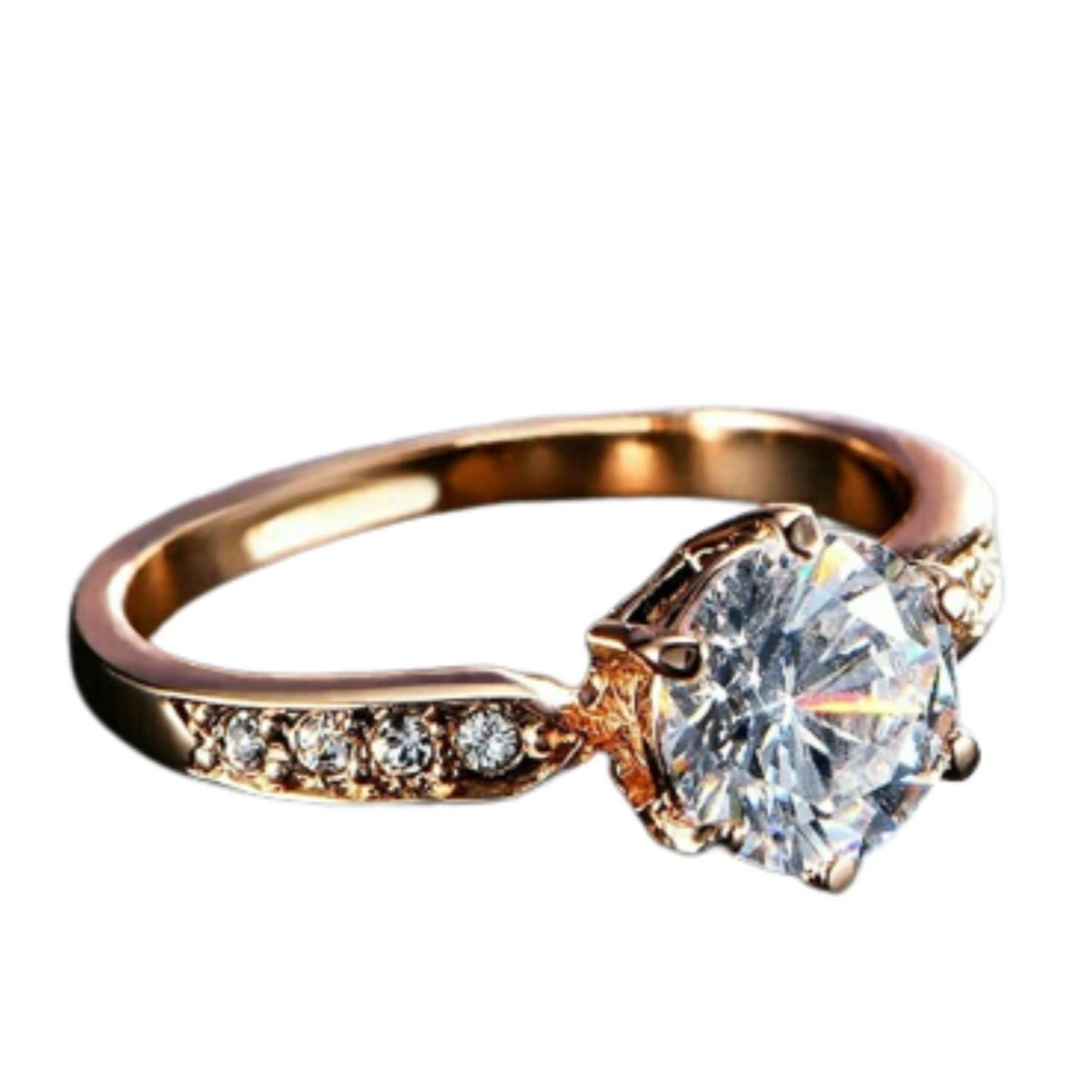 GENERICO - Anillo Compromiso Imperial Deluxe Bañado Oro 18K San Valentin Genieka