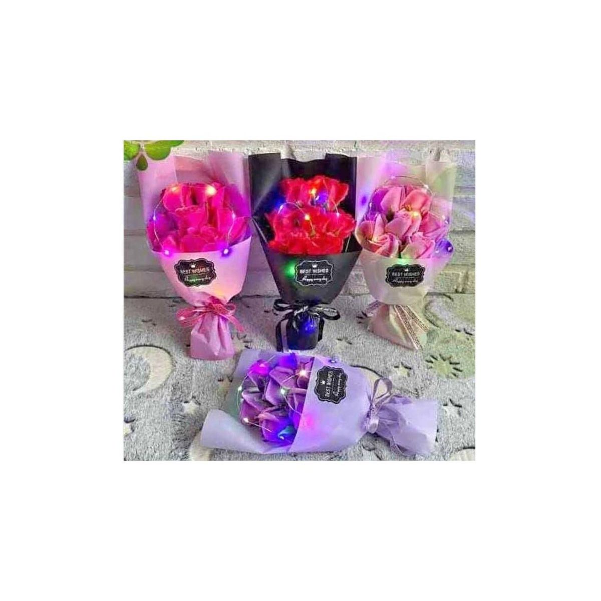 GENERICO - Ramo rosas jabon con luces