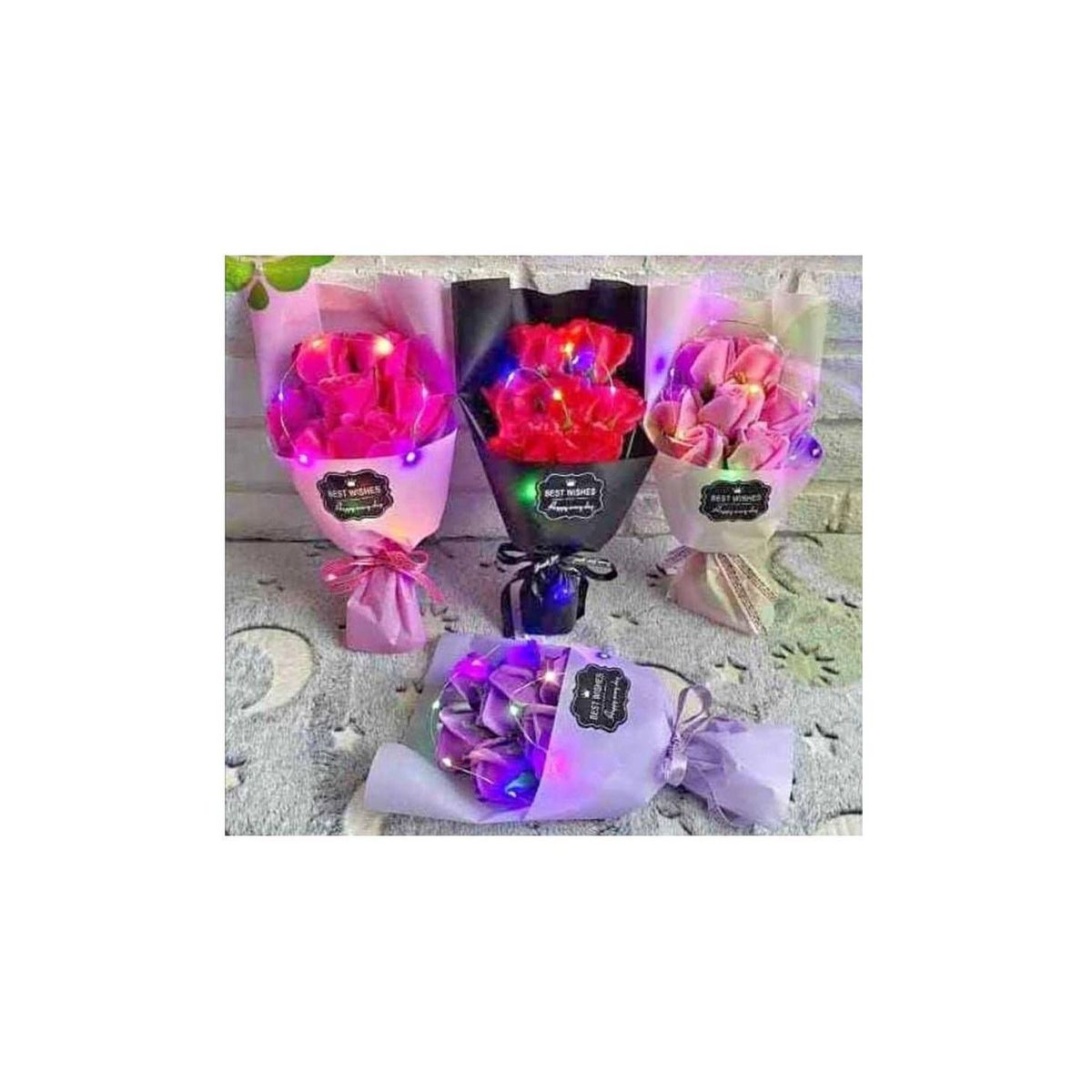 GENERICO - Ramo rosas jabon con luces