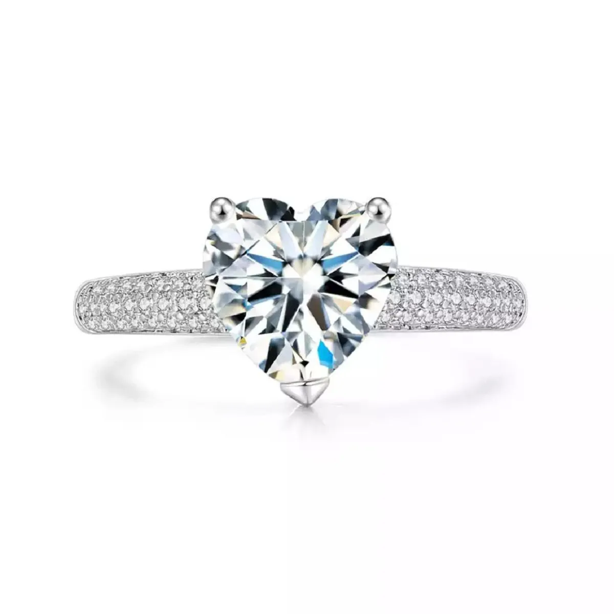 GENERICO - Anillo de Compromiso Diamond Heart Bañado Oro Blanco18K San Valentín