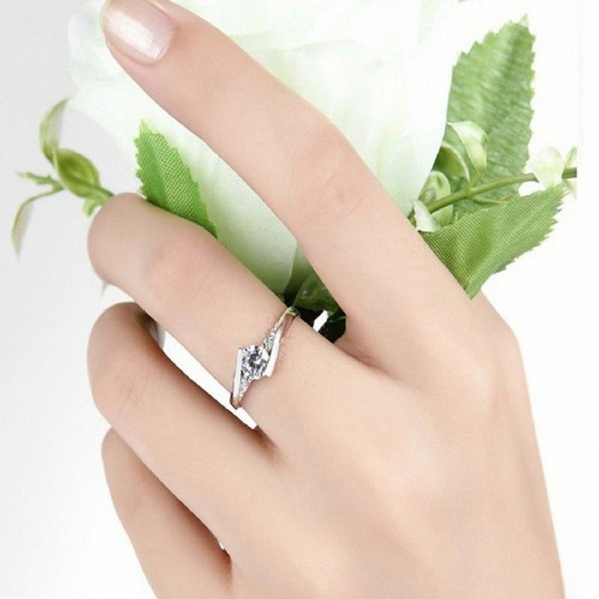GENERICO - Anillo Compromiso Infinito Bañado Oro Blanco18K San Valentín Genieka