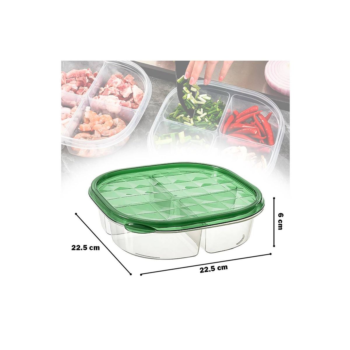 GENERICO - Táper con 4 Divisiones Recipiente Contenedor de Alimentos