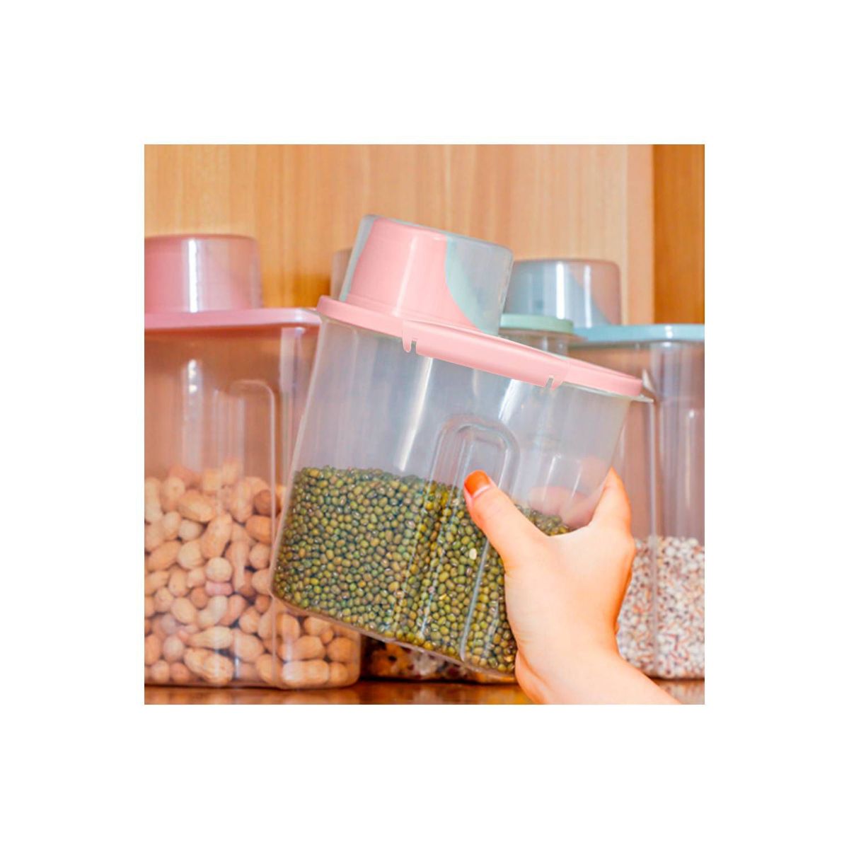 GENERICO - Recipiente Contenedor de Arroz Menestras Dispensador Tapa Hermético