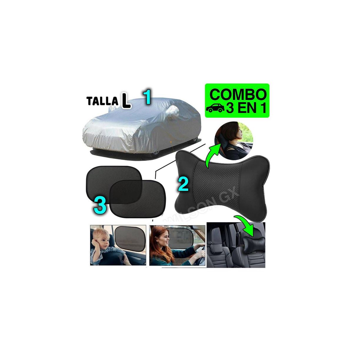 GENERICO - Kit Cobertor funda de auto Almohadilla asiento y tapasol