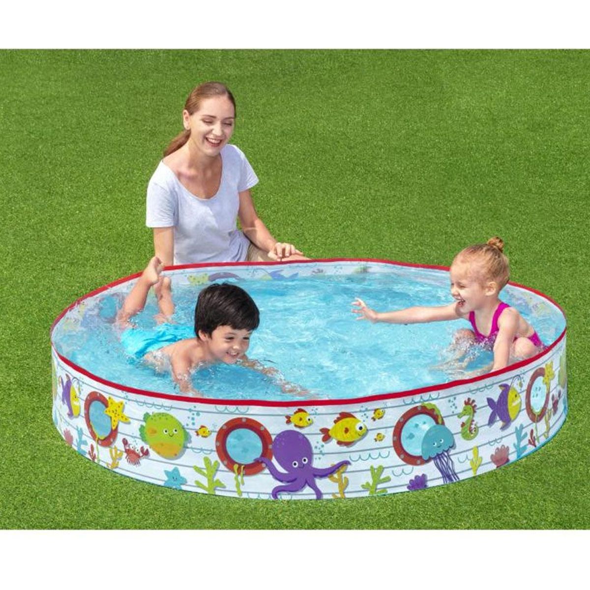 BESTWAY - Piscina Aro Bestway con Diseño Marino 152 x 152 x 25 cm