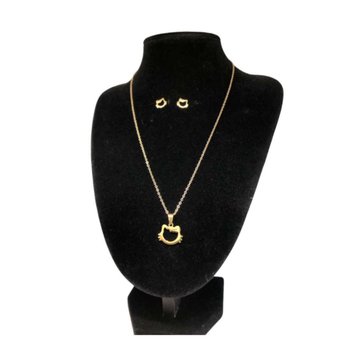 GENERICO - Pack Acero Collar con dije y Aretes - Kitt Face Dorado