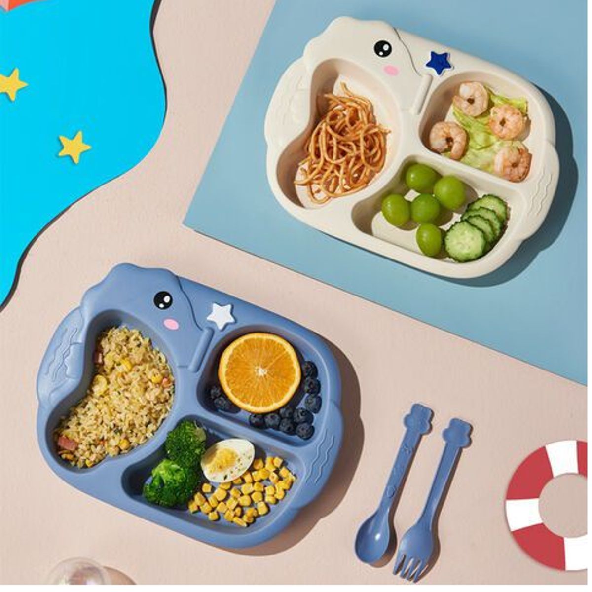 OEM - Pack x 2 Platos Para Bebe 3 Divisiones Con Diseño