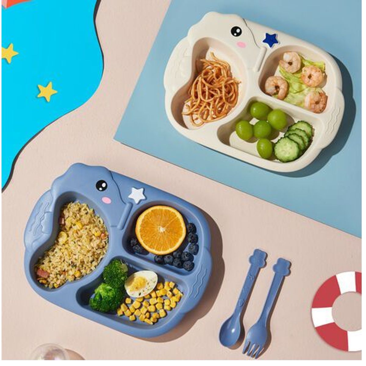 OEM - Pack x 2 Platos Para Bebe 3 Divisiones Con Diseño