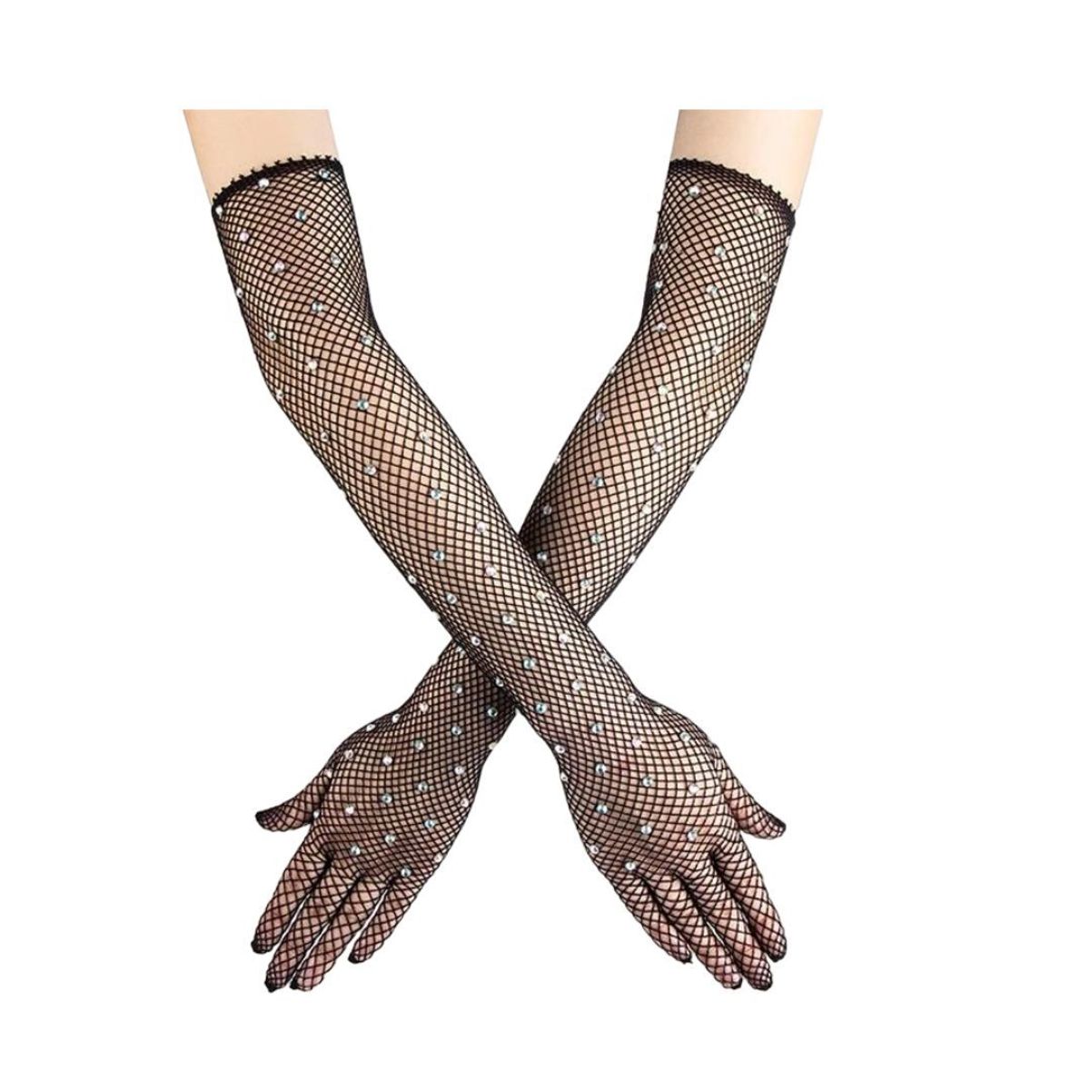 GENERICO - Guantes Con Brillos Largos Coco Color Negro