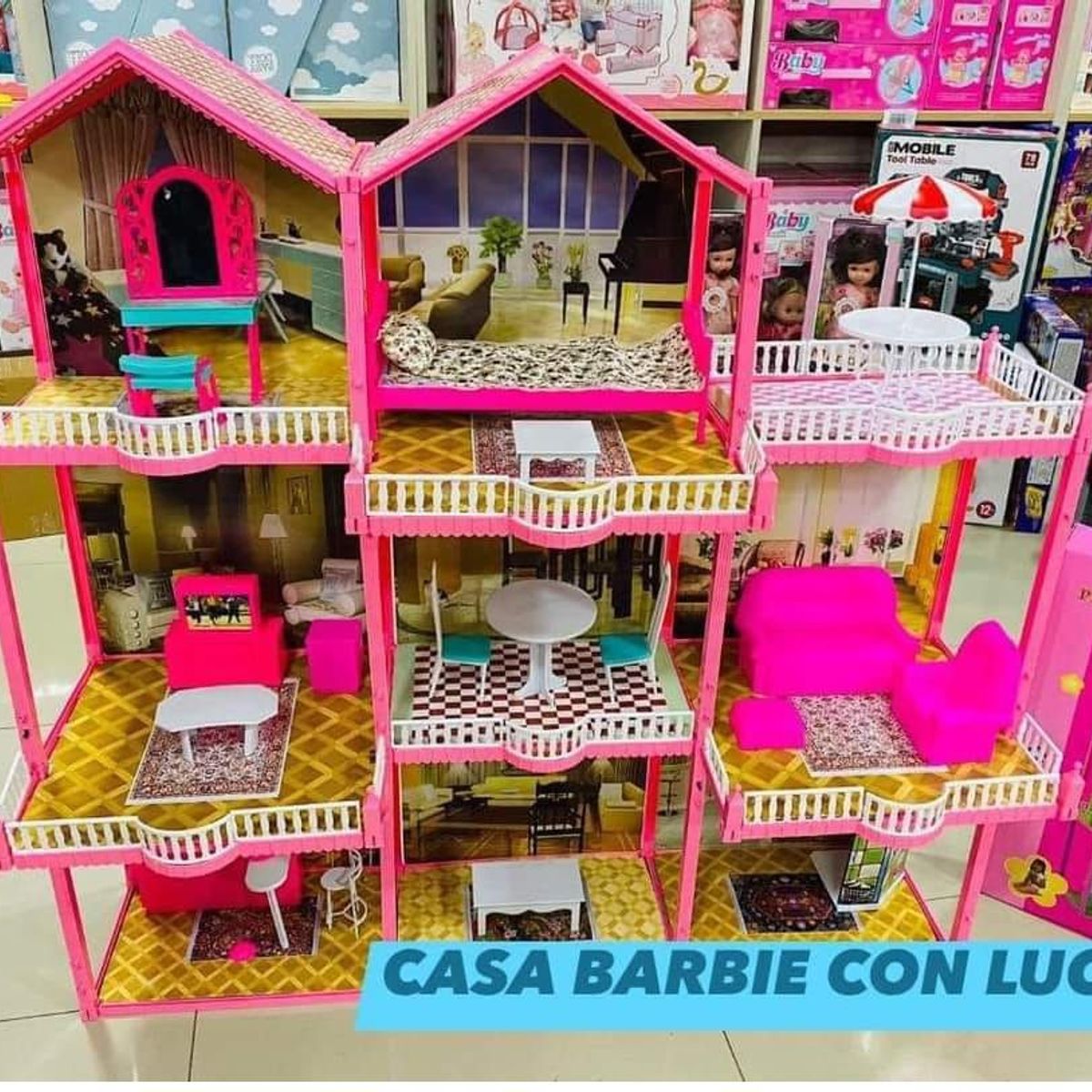 OEM - Casa De Muñecas Amoblada De 3 Pisos Barbie 245 Piezas