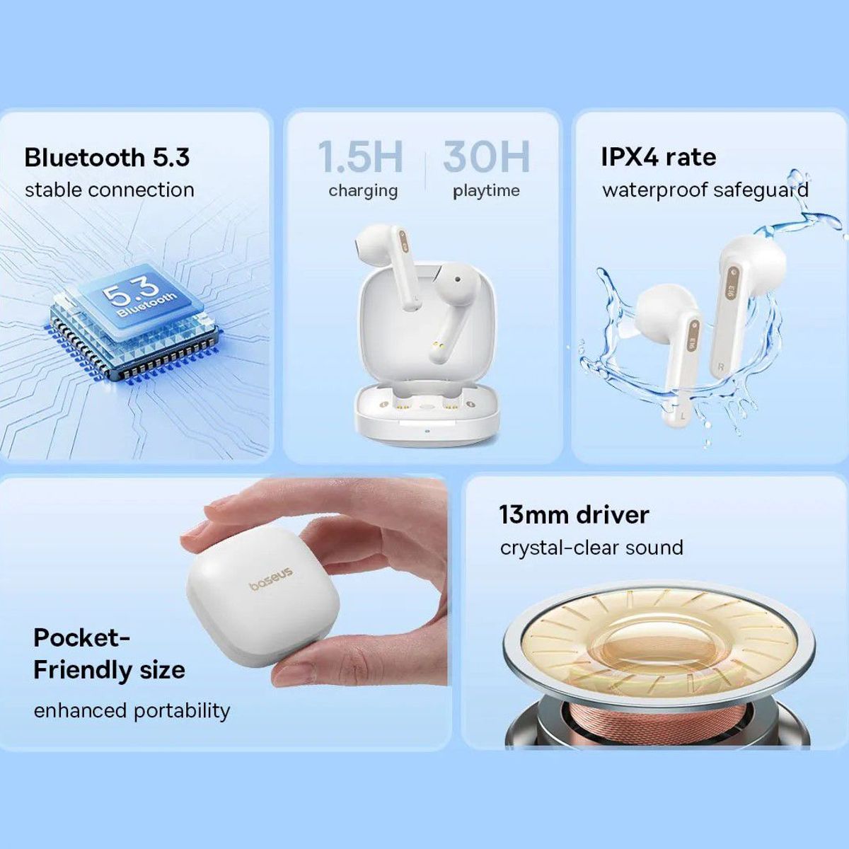 BASEUS - Auriculares Bluetooth Baseus Bowie E16 Ipx4,  negro