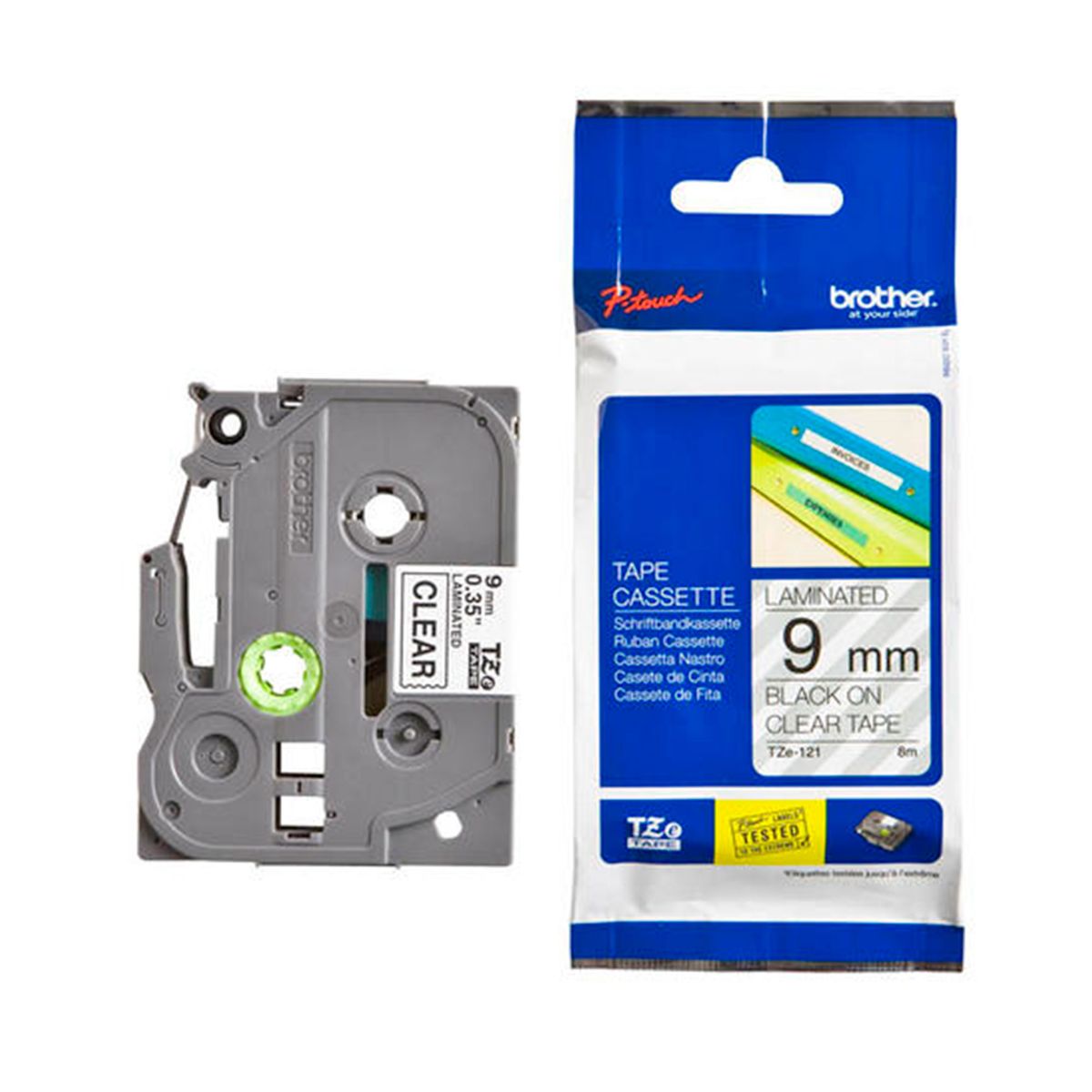 BROTHER - CINTA BROTHER TZE-121 NEGRO SOBRE TRANSPARENTE P/N: TZE121