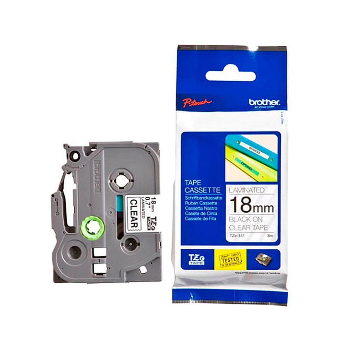 BROTHER - CINTA BROTHER TZE-141 NEGRO SOBRE TRANSPARENTE P/N: TZE141