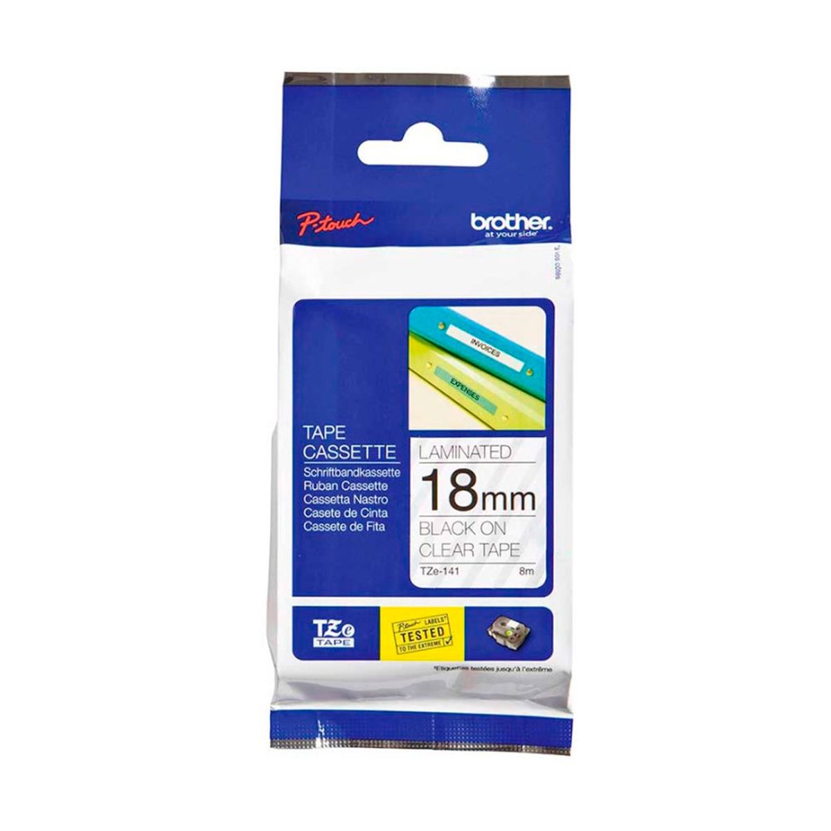 BROTHER - CINTA BROTHER TZE-141 NEGRO SOBRE TRANSPARENTE P/N: TZE141