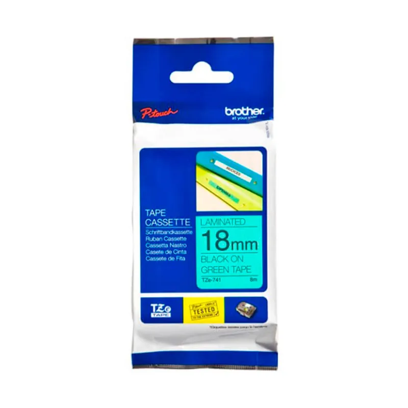 BROTHER - CINTA BROTHER TZE-741 NEGRO SOBRE VERDE P/N: TZE741
