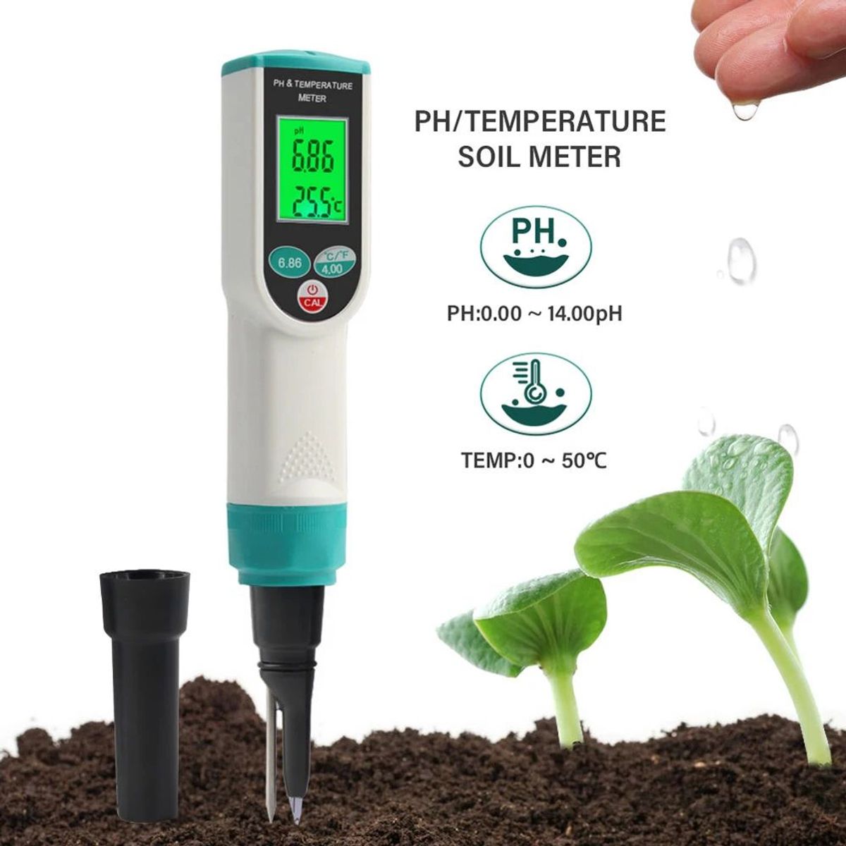 OEM - Medidor Digital De PH y Temperatura Para Suelo 2 en 1 - Agricultura