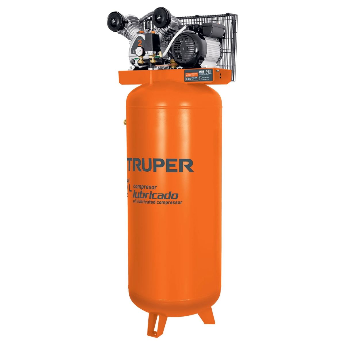 TRUPER - Compresor de Aire con Banda Vertical de 240 litros 4HP 220V, Truper