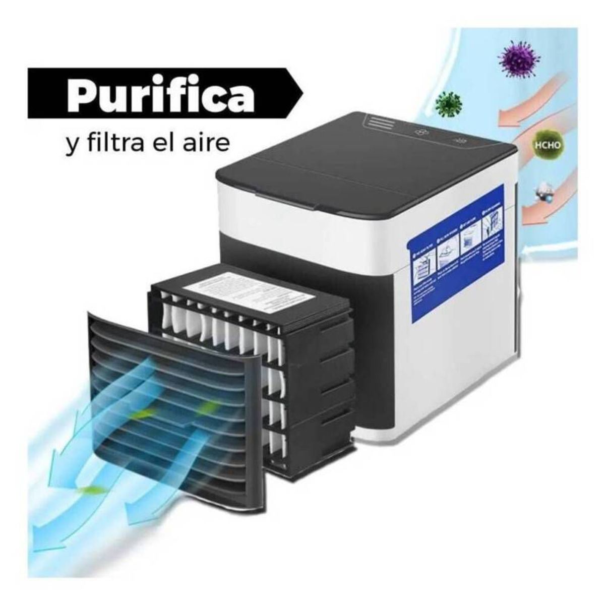 GENERICO - Mini Aire Acondicionado Enfriador y Purificador Portátil 3 Velocidades