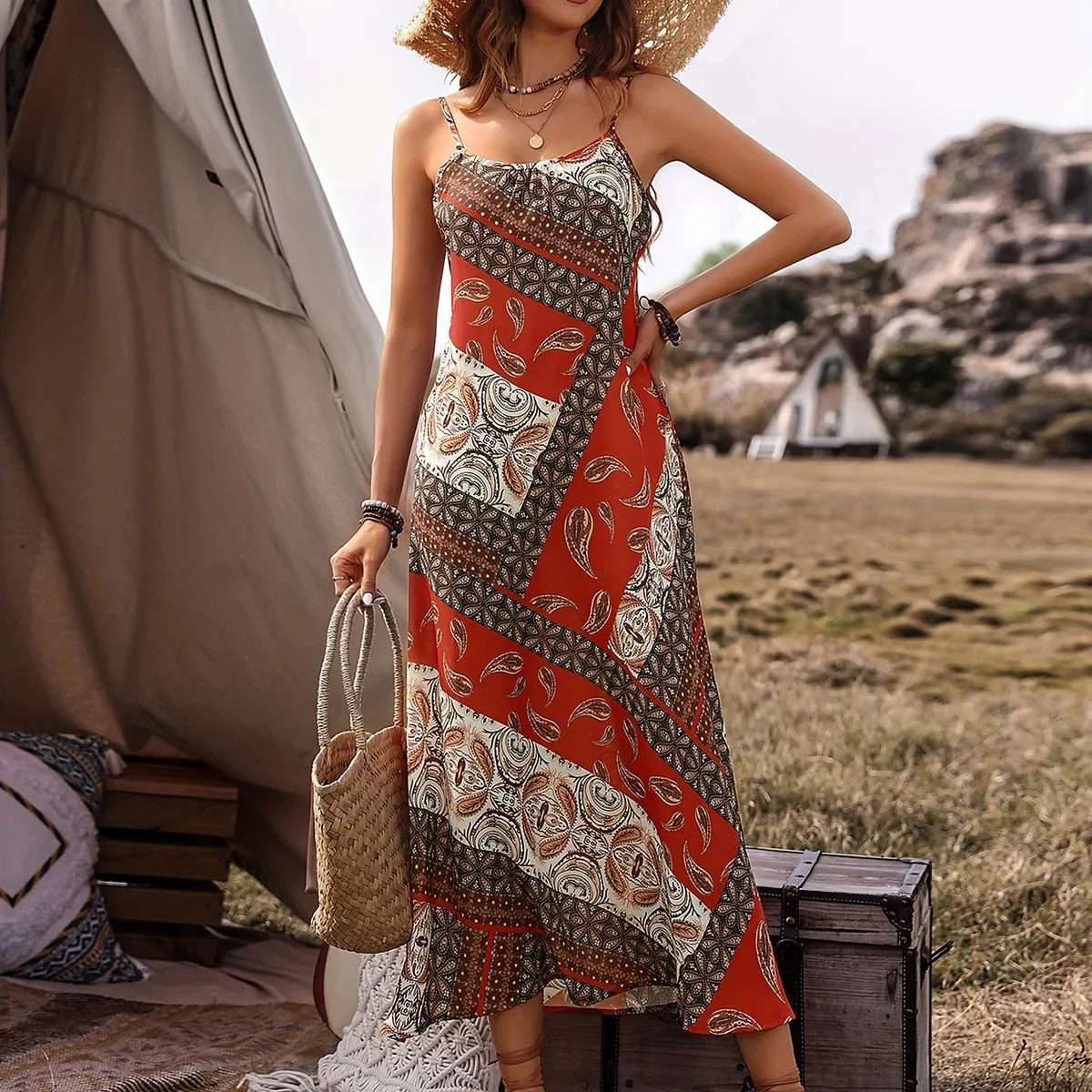 KAST PE - Vestido Largo de verano Palma con diseño exclusivo - Talla M