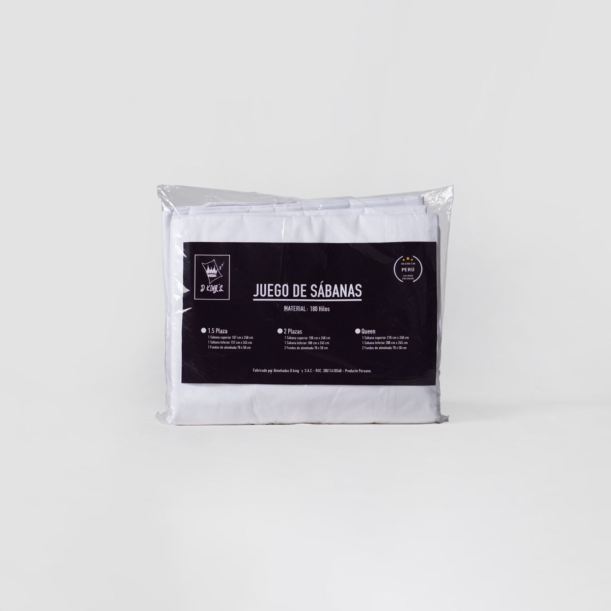 GENERICO - Set De Sábanas Lisa 100 Algodón180 Hilos 1.5 Plz Blanco