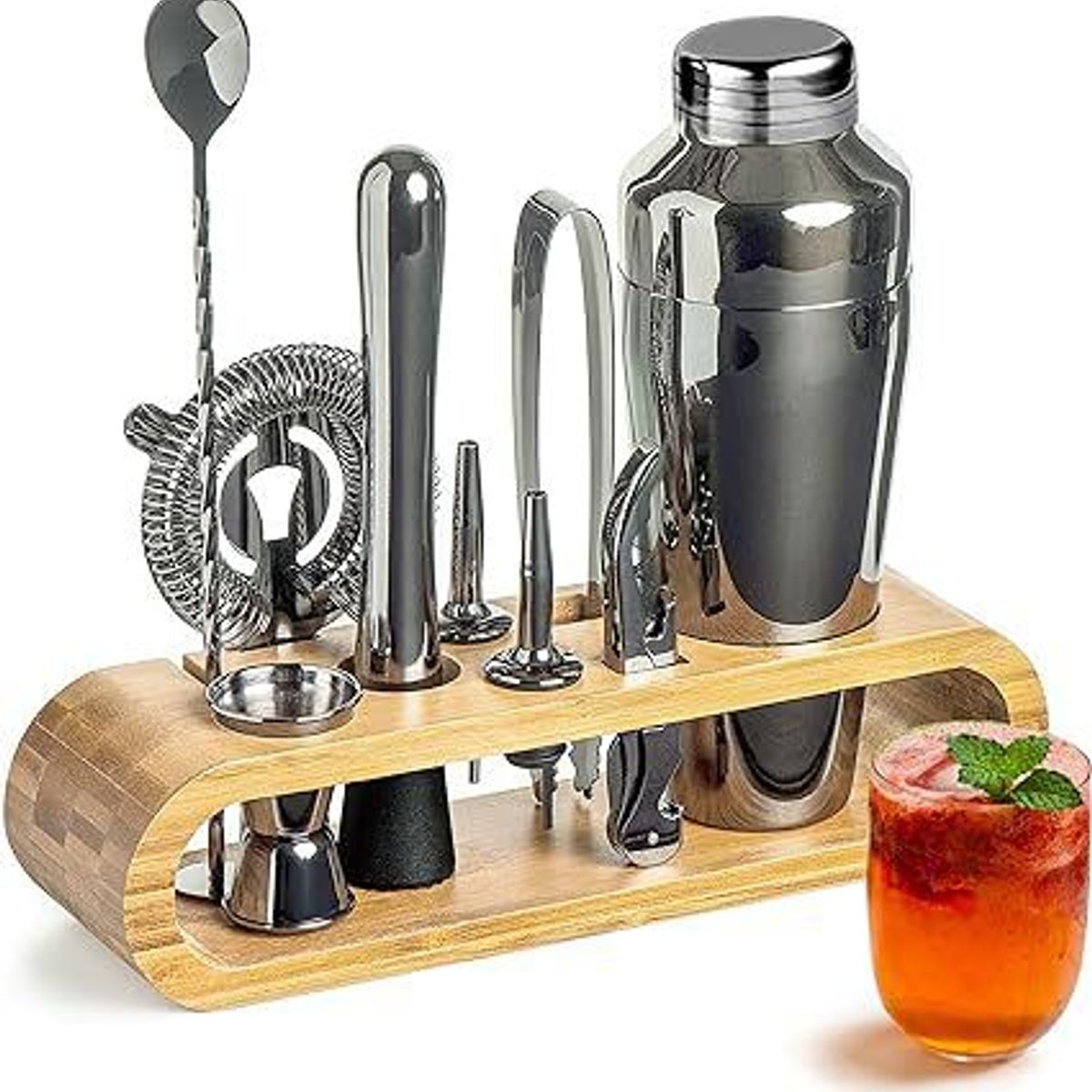 GENERICO - Kit de bar cocteleria 11 piezas color plateado