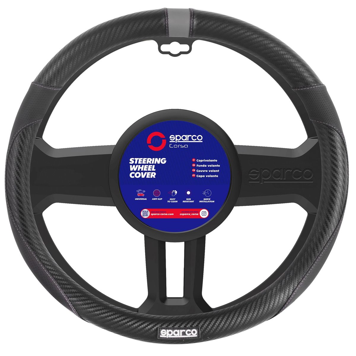 SPARCO - Forro De Timon Funda Cubre Volante Fibra de Carbono Sparco