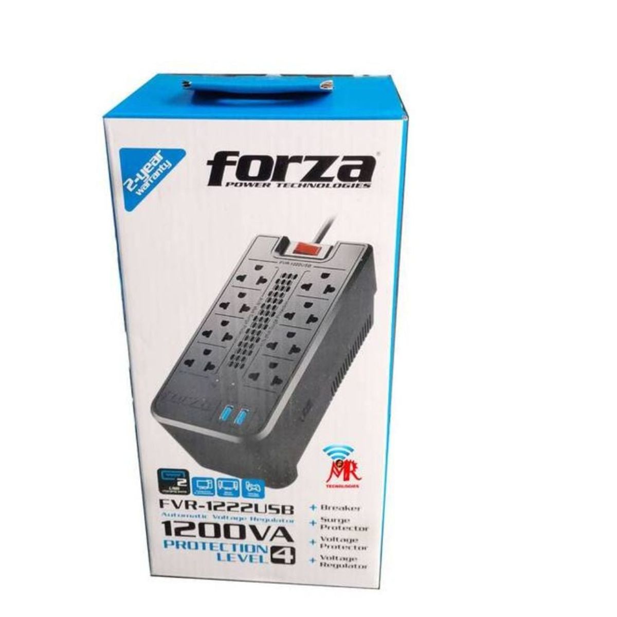 FORZA - ESTABILIZADOR FORZA 8 TOMAS FVR-1222USB  1200VA