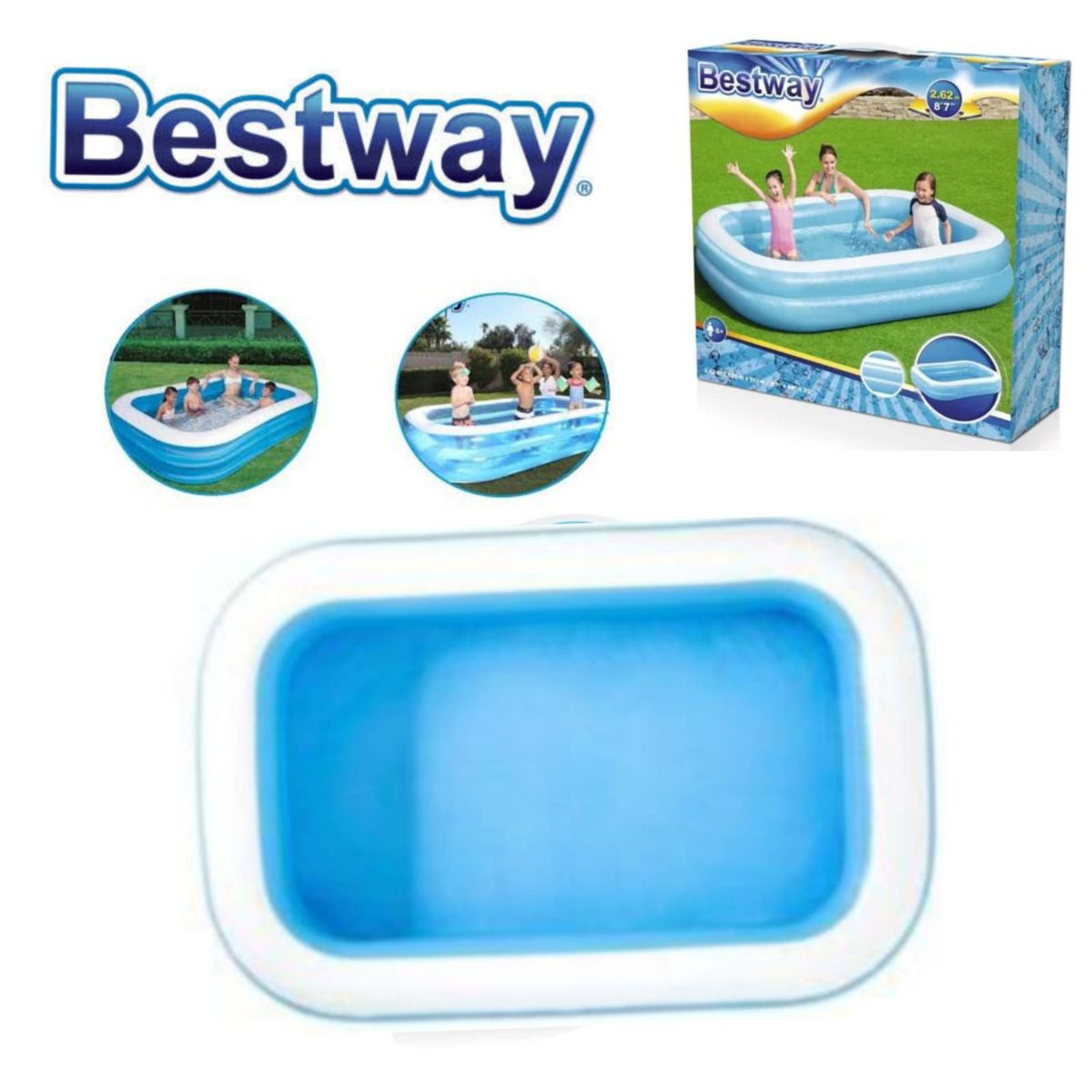 BESTWAY - Piscina Inflable Rectangular 262x175x51 CM