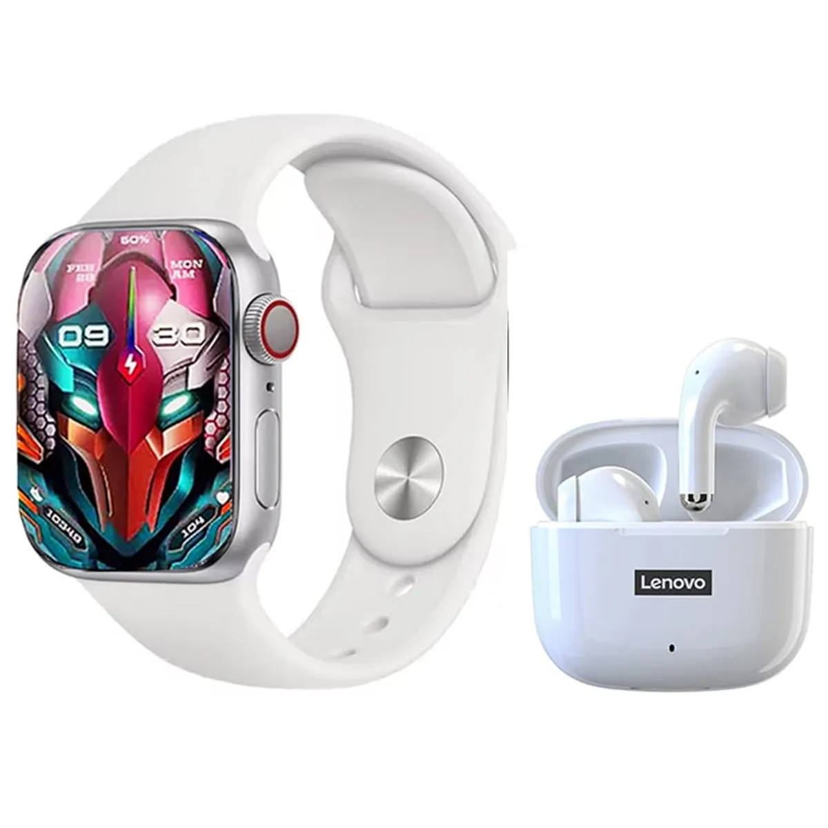 LENOVO - Auriculares Lenovo LP40 Pro-Blanco y Toumi Watch S9 Pro-W Reloj