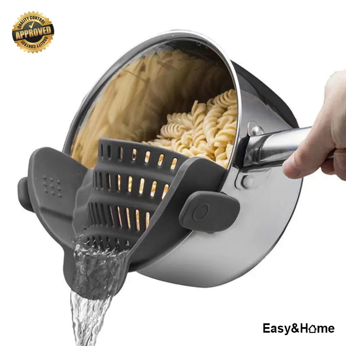 EASY&HOME - Colador Escurridor De Silicona con Clip para Ollas HYC280050