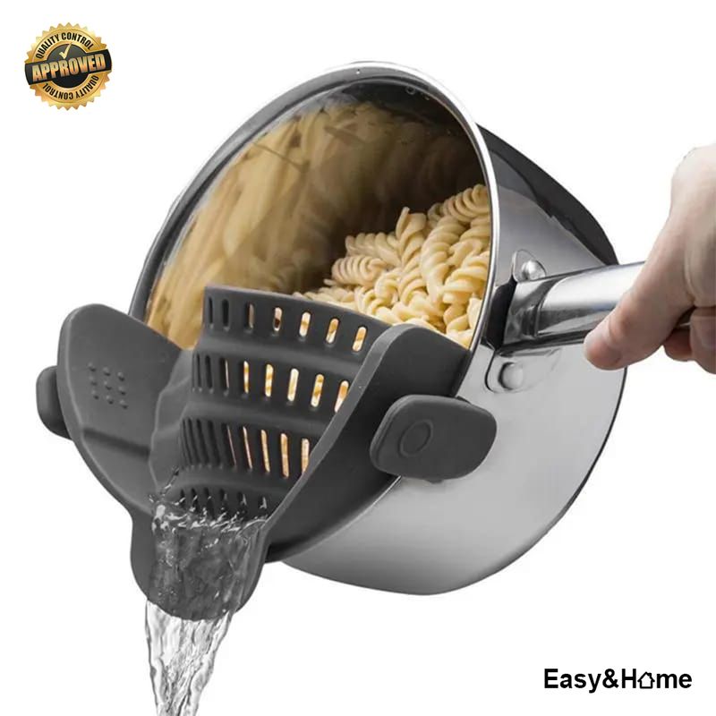 EASY&HOME - Colador Escurridor De Silicona con Clip para Ollas HYC280050